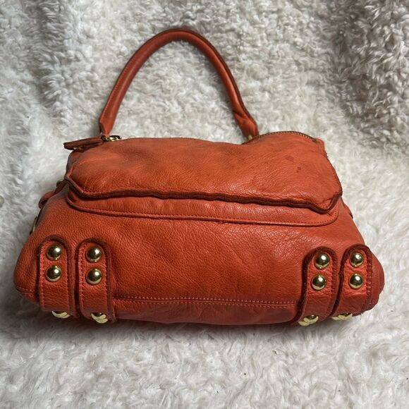 Vintage Fully Leather Orange Linea Pelle Collection shoulder bag brass hardwares - Picture 4 of 16
